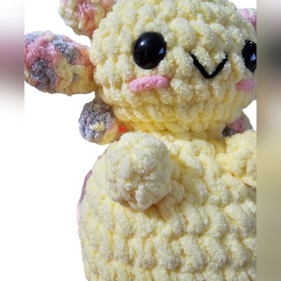 Crochet Axolotl Plushie Strawberry Banana Sundae Sparkle Stuffed Animal - Picture 3 of 4